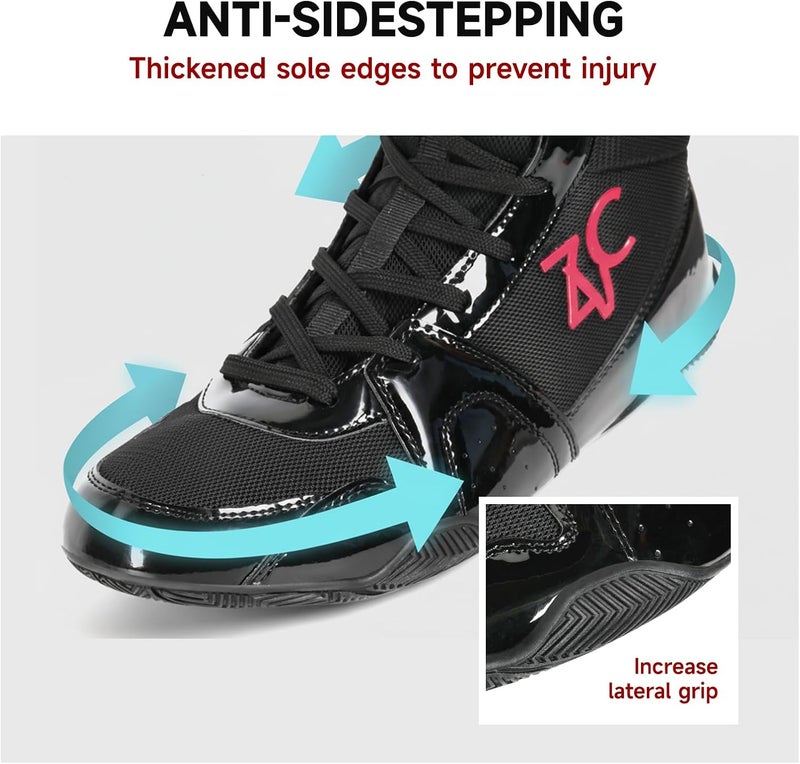 ZVC Wrestling Shoes Men High Top Boxing Shoes for Fighting Shoes Powerlifting Bodybuilding Boots Footwear - Image 3